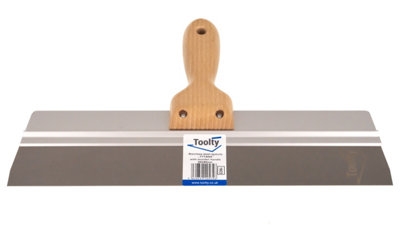 Toolty Stainless Steel Spatula Taping Filling with Wooden Handle and Aluminum Profile 350x60mm for Plastering Finishing DIY - 8