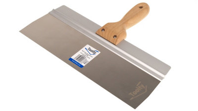 Toolty Stainless Steel Spatula Taping Filling with Wooden Handle and Aluminum Profile 350x90mm for Plastering Finishing DIY