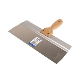 Toolty Stainless Steel Spatula Taping Filling with Wooden Handle and Aluminum Profile 350x90mm for Plastering Finishing DIY