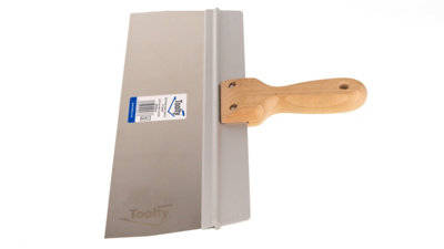 Toolty Stainless Steel Spatula Taping Filling with Wooden Handle and Aluminum Profile 350x90mm for Plastering Finishing DIY