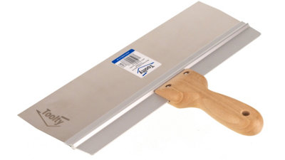 Toolty Stainless Steel Spatula Taping Filling with Wooden Handle and Aluminum Profile 350x90mm for Plastering Finishing DIY - 3