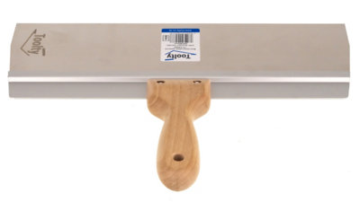 Toolty Stainless Steel Spatula Taping Filling with Wooden Handle and Aluminum Profile 350x90mm for Plastering Finishing DIY - 6
