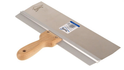 Toolty Stainless Steel Spatula Taping Filling with Wooden Handle and Aluminum Profile 350x90mm for Plastering Finishing DIY - 7