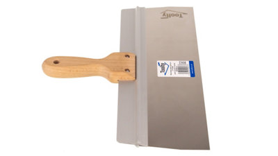 Toolty Stainless Steel Spatula Taping Filling with Wooden Handle and Aluminum Profile 350x90mm for Plastering Finishing DIY - 4