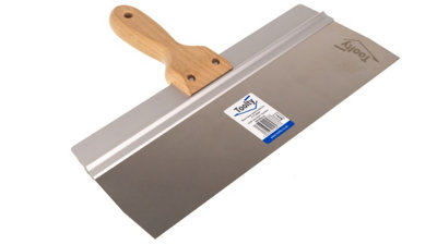 Toolty Stainless Steel Spatula Taping Filling with Wooden Handle and Aluminum Profile 350x90mm for Plastering Finishing DIY - 5