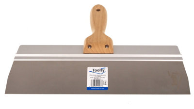 Toolty Stainless Steel Spatula Taping Filling with Wooden Handle and Aluminum Profile 350x90mm for Plastering Finishing DIY - 8