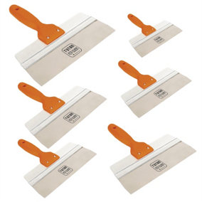 Toolty Stainless Steel Spatula Taping with Wooden Handle Aluminum Profile Set 6PCS 150, 250, 350x60mm and 150, 250, 350x90mm