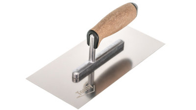 Toolty Stainless Steel Trowel with Cork Handle on Aluminium Foot 270mm for Plastering Rendering Finishing Smoothing DIY