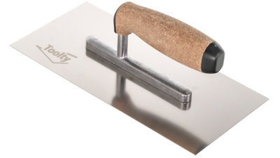 Toolty Stainless Steel Trowel with Cork Handle on Aluminium Foot 270mm for Plastering Rendering Finishing Smoothing DIY - 3