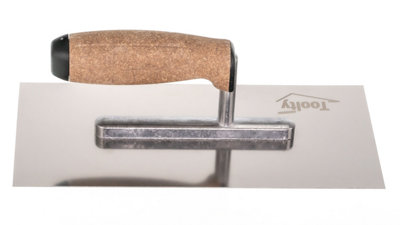 Toolty Stainless Steel Trowel with Cork Handle on Aluminium Foot 270mm for Plastering Rendering Finishing Smoothing DIY - 4