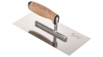 Toolty Stainless Steel Trowel with Cork Handle on Aluminium Foot 270mm for Plastering Rendering Finishing Smoothing DIY - 5