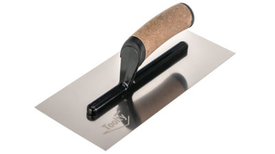 Toolty Stainless Steel Trowel with Cork Handle on Aluminium Foot 280mm for Plastering Rendering Finishing Smoothing DIY