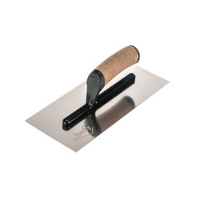 Toolty Stainless Steel Trowel with Cork Handle on Aluminium Foot 280mm for Plastering Rendering Finishing Smoothing DIY