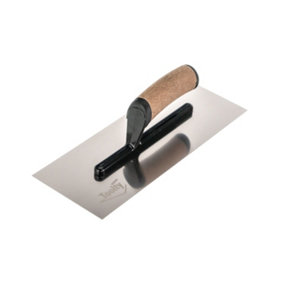 Toolty Stainless Steel Trowel with Cork Handle on Aluminium Foot 320mm for Plastering Rendering Finishing Smoothing DIY