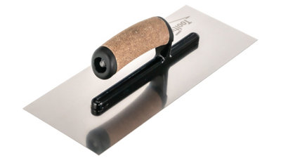 Toolty Stainless Steel Trowel with Cork Handle on Aluminium Foot 320mm for Plastering Rendering Finishing Smoothing DIY - 7