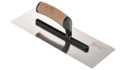 Toolty Stainless Steel Trowel with Cork Handle on Aluminium Foot 320mm for Plastering Rendering Finishing Smoothing DIY - 5