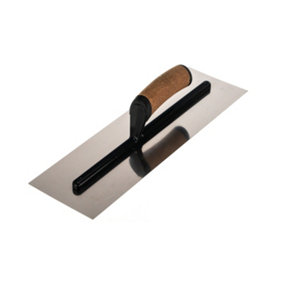 Toolty Stainless Steel Trowel with Cork Handle on Aluminium Foot 400mm for Plastering Rendering Finishing Smoothing DIY
