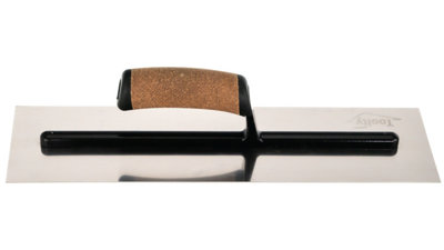 Toolty Stainless Steel Trowel with Cork Handle on Aluminium Foot 400mm for Plastering Rendering Finishing Smoothing DIY - 4