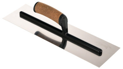 Toolty Stainless Steel Trowel with Cork Handle on Aluminium Foot 400mm for Plastering Rendering Finishing Smoothing DIY - 5