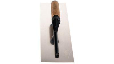 Toolty Stainless Steel Trowel with Cork Handle on Aluminium Foot 400mm for Plastering Rendering Finishing Smoothing DIY - 8