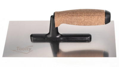 Toolty Stainless Steel Trowel with Cork Handle on Polyamide Foot 270mm for Plastering Rendering Finishing Smoothing DIY - 8