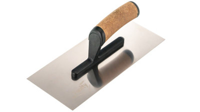 Toolty Stainless Steel Trowel with Cork Handle on Polyamide Foot 280mm for Plastering Rendering Finishing Smoothing DIY
