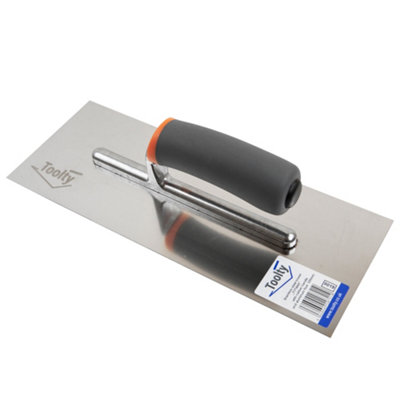 Toolty Stainless Steel Trowel with Rubber Handle on Aluminium Foot 320mm for Smoothing Plaster Mortar Adhesive DIY