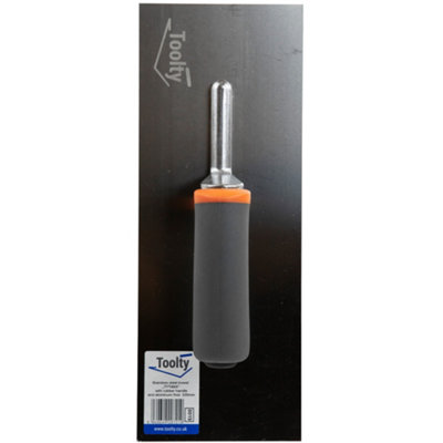 Toolty Stainless Steel Trowel with Rubber Handle on Aluminium Foot 320mm for Smoothing Plaster Mortar Adhesive DIY