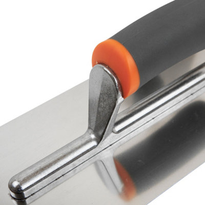 Toolty Stainless Steel Trowel with Rubber Handle on Aluminium Foot 320mm for Smoothing Plaster Mortar Adhesive DIY - 7