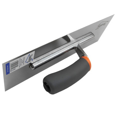 Toolty Stainless Steel Trowel with Rubber Handle on Aluminium Foot 320mm for Smoothing Plaster Mortar Adhesive DIY - 5
