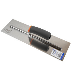 Toolty Stainless Steel Trowel with Rubber Handle on Aluminium Foot 400mm for Smoothing Plaster Mortar Adhesive DIY