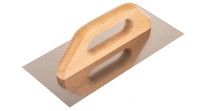 Toolty Stainless Steel Trowel with Wooden Handle 280mm for Smoothing Plaster Mortar Adhesive Plastering DIY - 6