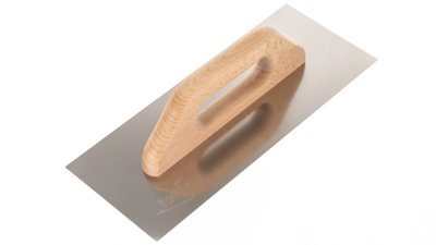 Toolty Stainless Steel Trowel with Wooden Handle 320mm for Smoothing Plaster Mortar Adhesive Plastering DIY - 7