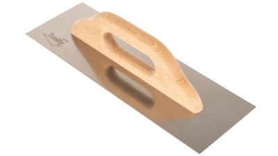 Toolty Stainless Steel Trowel with Wooden Handle 360mm for Smoothing Plaster Mortar Adhesive Plastering DIY - 4