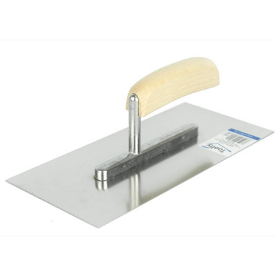 Toolty Stainless Steel Trowel with Wooden Handle on Aluminium Foot 270mm for Smoothing Plaster Mortar Adhesive DIY