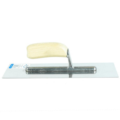 Toolty Stainless Steel Trowel with Wooden Handle on Aluminium Foot 320mm for Smoothing Plaster Mortar Adhesive DIY