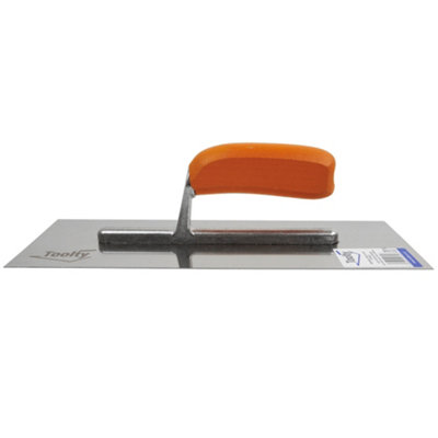Toolty Stainless Steel Trowel with Wooden Handle on Aluminium Foot 320mm for Smoothing Plaster Mortar Adhesive DIY - 6