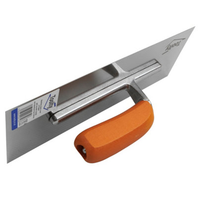 Toolty Stainless Steel Trowel with Wooden Handle on Aluminium Foot 320mm for Smoothing Plaster Mortar Adhesive DIY - 5