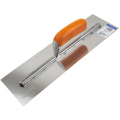 Toolty Stainless Steel Trowel with Wooden Handle on Aluminium Foot 400mm for Smoothing Plaster Mortar Adhesive DIY