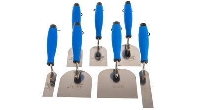 Toolty Stucco Wall Putty Finishing Trowel with Rubber Handle Set 6PCS - 30x110, 50, 60, 80, 100, 120mm Rendering DIY