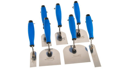 Toolty Stucco Wall Putty Finishing Trowel with Rubber Handle Set 6PCS - 30x110, 50, 60, 80, 100, 120mm Rendering DIY
