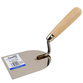Toolty Stucco Wall Putty Finishing Trowel with Wooden Handle 100mm Stainless Steel for Brickwork and Plastering Rendering DIY