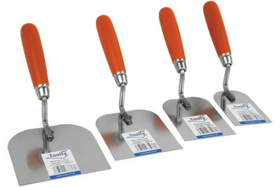 Toolty Stucco Wall Putty Finishing Trowel with Wooden Handle Set 4PCS - 60, 80, 100, 120mm for Brickwork Rendering DIY