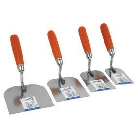 Toolty Stucco Wall Putty Finishing Trowel with Wooden Handle Set 4PCS - 60, 80, 100, 120mm for Brickwork Rendering DIY