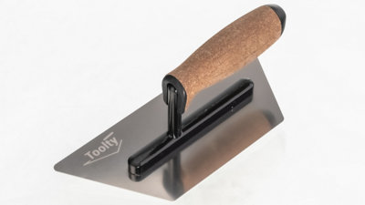 Toolty Trapezoidal Trowel with Cork Handle on Aluminium Foot 240mm Stainless Steel for Finishing Plastering Smoothing DIY