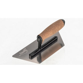 Toolty Trapezoidal Trowel with Cork Handle on Aluminium Foot 240mm Stainless Steel for Finishing Plastering Smoothing DIY