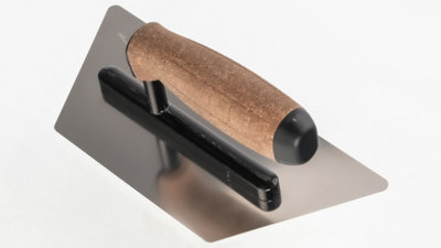 Toolty Trapezoidal Trowel with Cork Handle on Aluminium Foot 240mm Stainless Steel for Finishing Plastering Smoothing DIY - 3