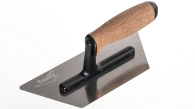 Toolty Trapezoidal Trowel with Cork Handle on Polyamide Foot 240mm Stainless Steel for Finishing Plastering Smoothing DIY