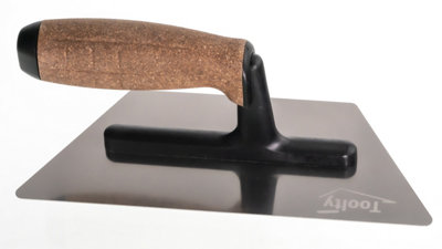 Toolty Trapezoidal Trowel with Cork Handle on Polyamide Foot 240mm Stainless Steel for Finishing Plastering Smoothing DIY - 6