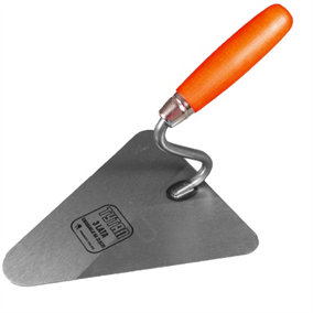 Toolty Triangular Brick Trowel with Wooden Handle 180mm Grinded Carbon Steel for Scooping and Scraping Mortar Cement Plaster